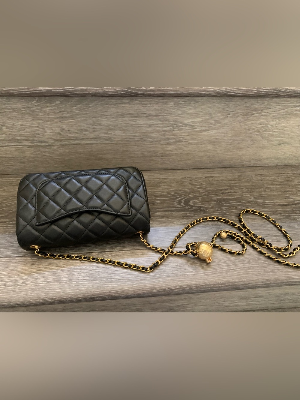Black Quilted Leather Chain Shoulder Bag - Gold Hardware women